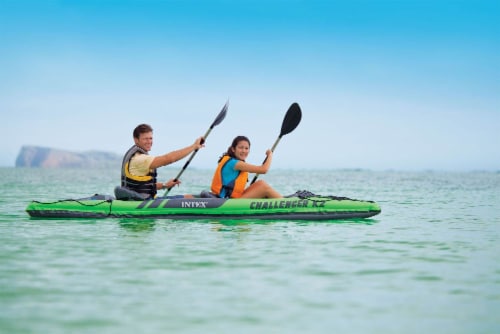 Intex Challenger K2 2-Person Inflatable Kayak and Accessory Kit with Oars & Pump Perspective: back