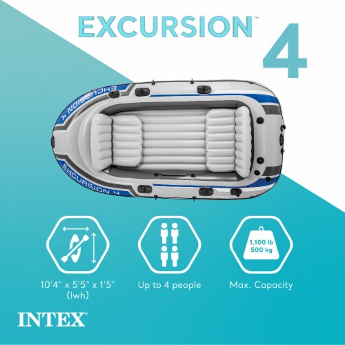 Intex Excursion 4 Person Inflatable Rafting and Fishing Boat Set with 2 Oars,  1 Piece - Gerbes Super Markets