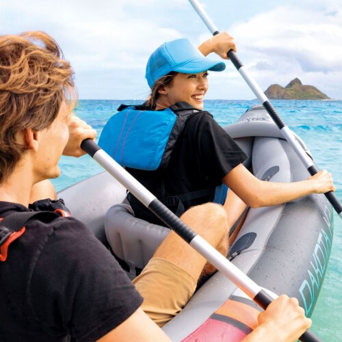 Intex Dakota K2 2 Person Vinyl Inflatable Kayak and Accessory Kit w/ Oars & Pump Perspective: back
