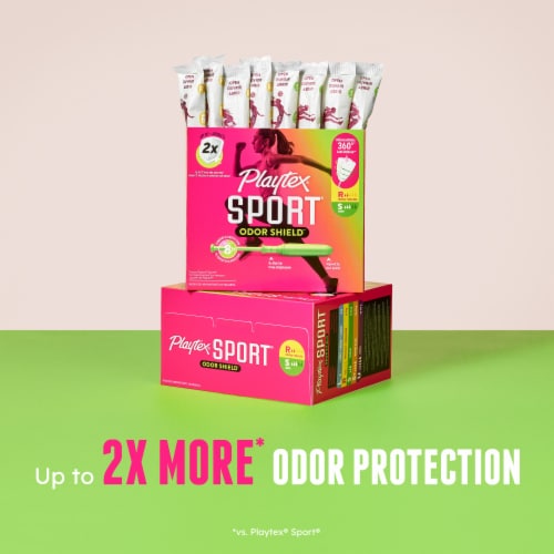 Playtex Sport Odor Shield Tampons Duo Pack Regular/Super Absorbency Unscented Perspective: back