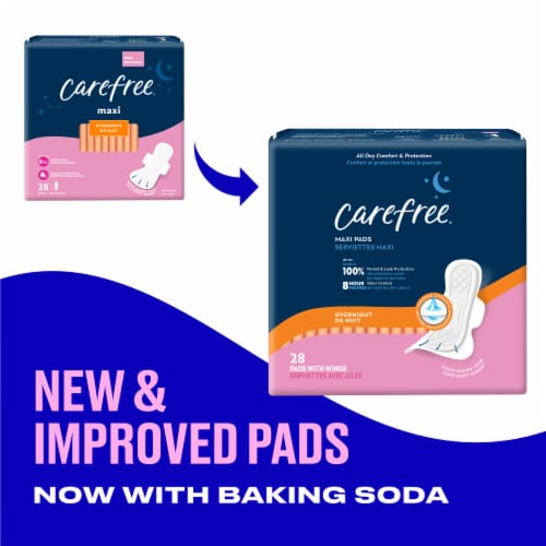 Carefree® Maxi Pads with Wings Overnight Unscented Perspective: back