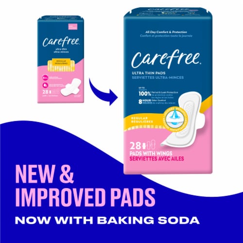 Carefree® Ultra Thin Pads with Wings Regular Absorbency Unscented Perspective: back
