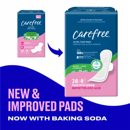 Carefree® Ultra Thin Pads with Wings Super Absorbency Unscented Perspective: back