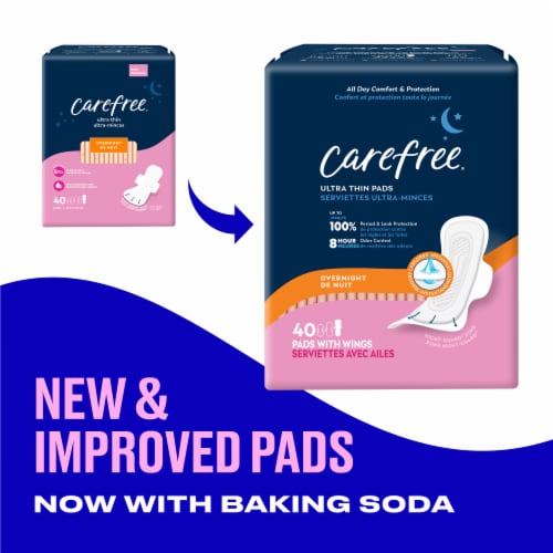 Carefree® Ultra Thin Pads with Wings Overnight Absorbency Unscented Perspective: back