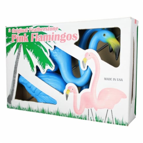 Union Products Outdoor Featherstone Flamingo Yard Lawn Ornament, Set of 2, Blue Perspective: back