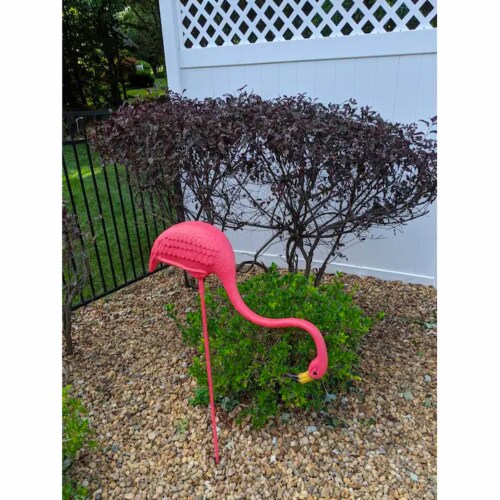 Union Products Outdoor Featherstone 38 In Tall Flamingo Yard Lawn Ornament, Pink Perspective: back