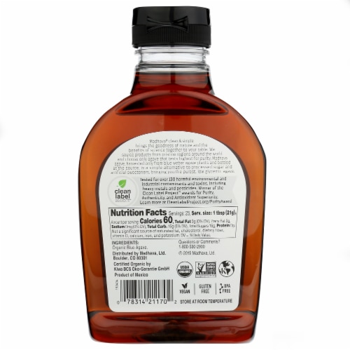 Madhava Organic Amber Agave Perspective: back