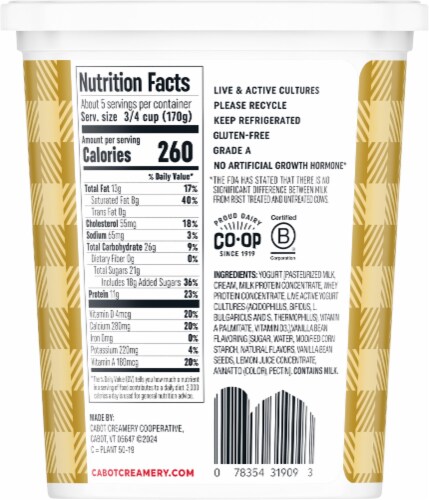 Cabot® Triple Cream Vanilla Bean Greek Yogurt Perspective: back