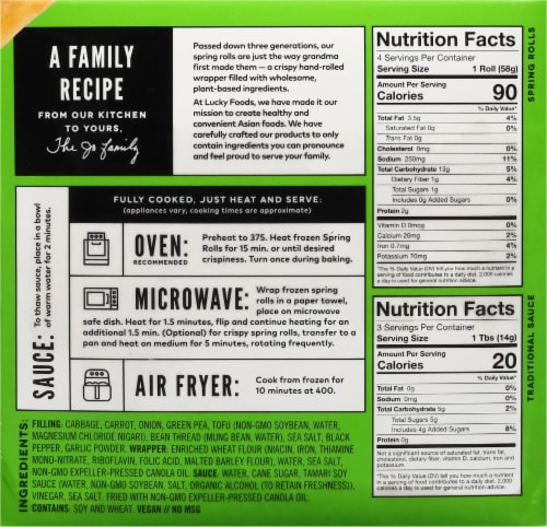 Lucky Foods Veggie Spring Rolls Perspective: back