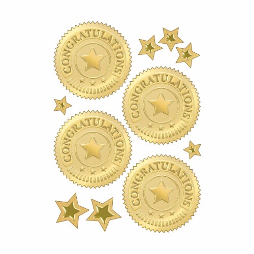Trend Enterprises Award Seals Stickers Congratulations Gold T74011 Perspective: back