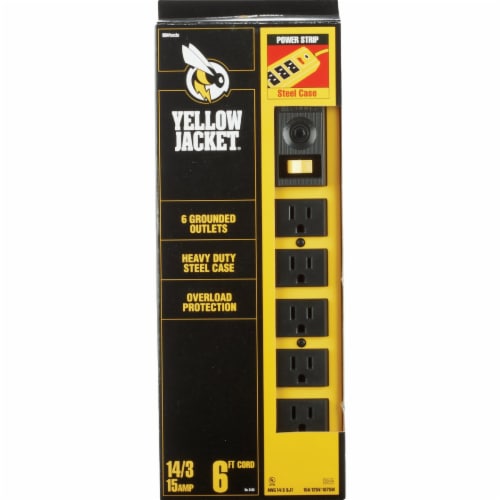 Yellow Jacket 6-Outlet Yellow Metal Power Strip with 6 Ft. Cord 5139N Perspective: back