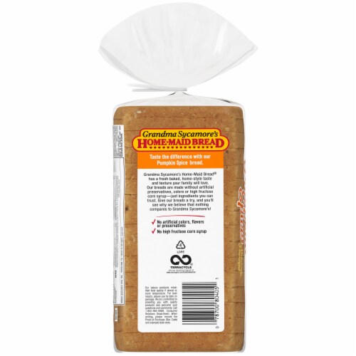 Grandma Sycamore's Pumpkin Spice Bread Perspective: back