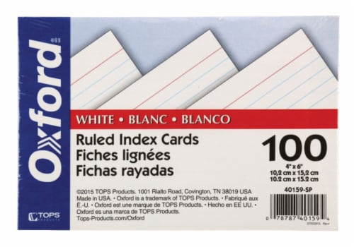 Oxford® Ruled Index Cards - White Perspective: back
