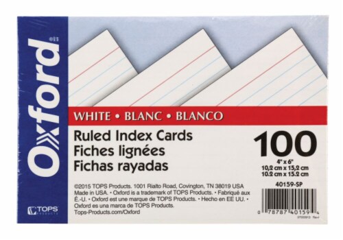 Oxford® Ruled Index Cards - White Perspective: back