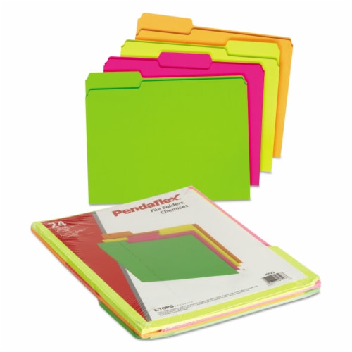 Pendaflex Glow Cut Top Tab Letter Assorted Colors File Folders Perspective: back