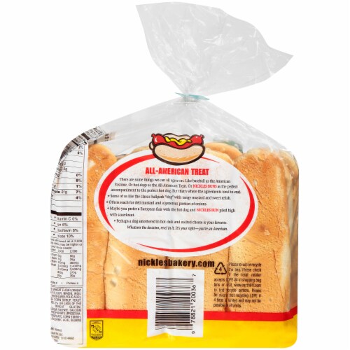 Nickles Enriched White Hot Dog Buns Perspective: back