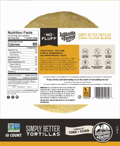 La Tortilla Factory® Simply Better Corn + Flour Blend Tortillas Perspective: back