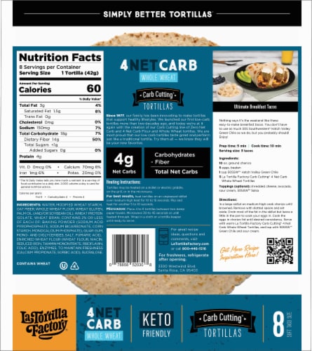 La Tortilla Factory® Carb Cutting Whole Wheat Soft Taco Tortillas Perspective: back