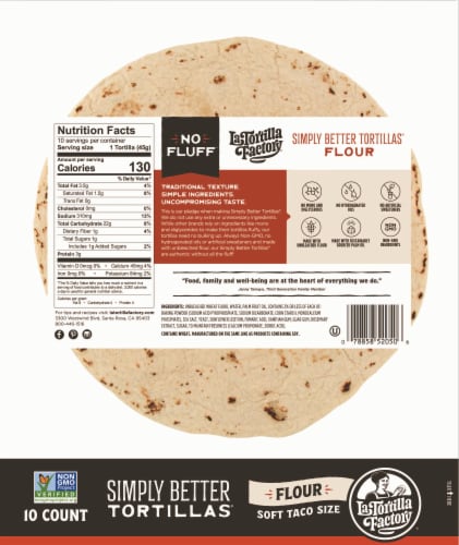 La Tortilla Factory® Simply Better Flour Soft Taco Tortillas Perspective: back