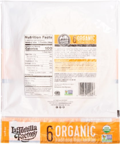 La Tortilla Factory® Traditional Flour Organic Tortillas 6ct Perspective: back