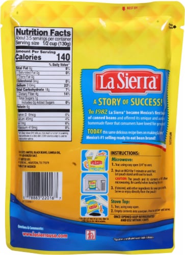 La Sierra® Refried Black Beans Pouch Perspective: back