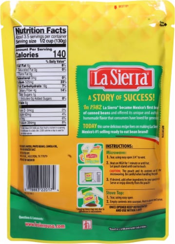 La Sierra® Premium Refried Pinto Beans Perspective: back
