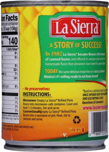 La Sierra® Premium Refried Beans Perspective: back