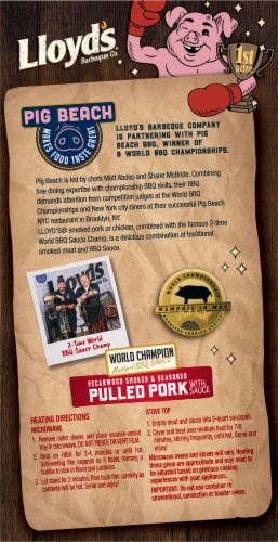 Lloyd’s® Pig Beach Mustard BBQ Sauce Pecanwood Smoked Pulled Pork Perspective: back