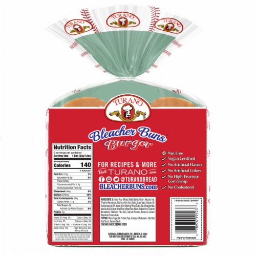Turano® Sesame Hamburger Buns Perspective: back