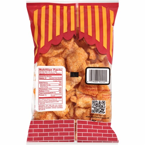 Kitchen Cooked Hot & Spicy Flavored Pork Rinds Perspective: back