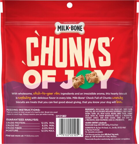 Milk-Bone Chock Full of Chunks Turkey & Bacon Dog Biscuit Treats Perspective: back