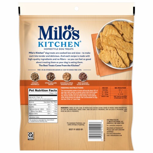 Milo’s Kitchen Chicken Jerky Recipe Dog Treats Perspective: back