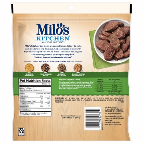 Milo’s Kitchen Beef Sausage Slices With Rice Dog Treats Perspective: back