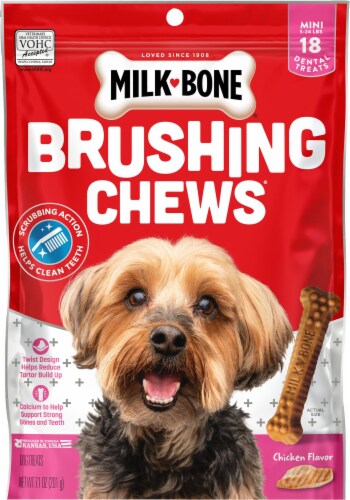 Milk Bone Brushing Chews Daily Dental Dog Treats Mini 7.1 Ounces 18 Bones Per Bag 7.1 oz Harris Teeter