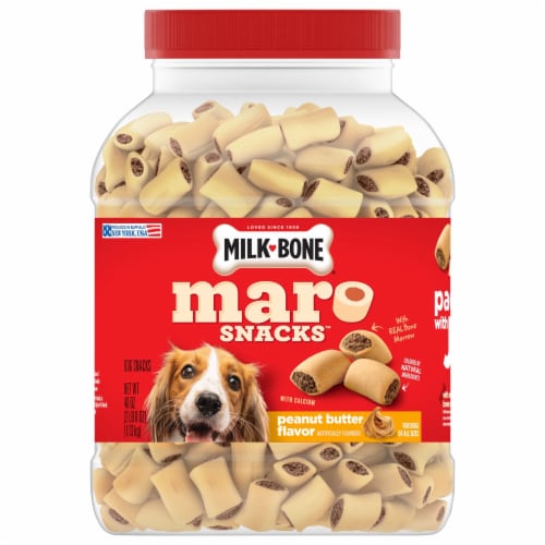 Milk-Bone MaroSnacks Peanut Butter Flavor Dog Treats With Bone Marrow Perspective: back