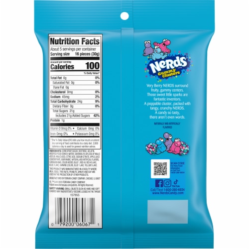 NERDS Gummy Clusters Very Berry Crunchy And Gummy Candy Bag Perspective: back