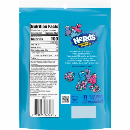 NERDS Gummy Clusters Very Berry Crunchy and Gummy Candy Bag Perspective: back