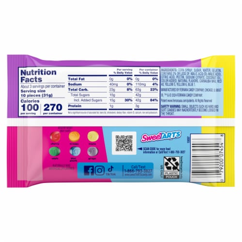 SweeTARTS® Soft and Tangy Gummies Fruity Splitz Share Pouch Perspective: back
