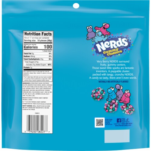 Nerds Very Berry Gummy Clusters Stand Up Bag Perspective: back