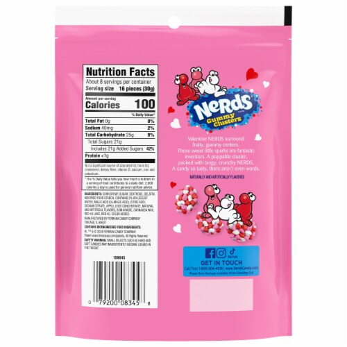 Nerds® Gummy Clusters Valentine's Candy Stand Up Bag Perspective: back