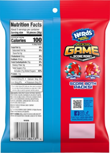 Nerds® Berry Punch Rush Gummy Clusters Candy Bag Perspective: back