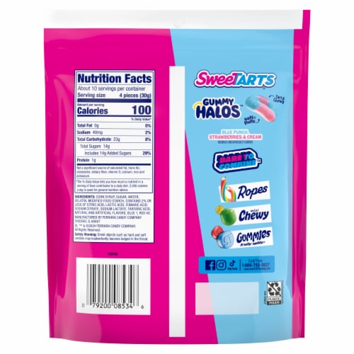 Sweetarts Gummy Halos Stand Up Bag Perspective: back