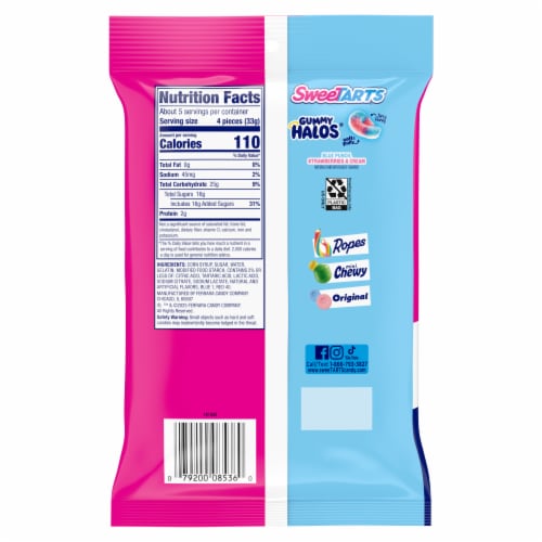 Sweetarts Gummy Halos Candies Peg Bag Perspective: back