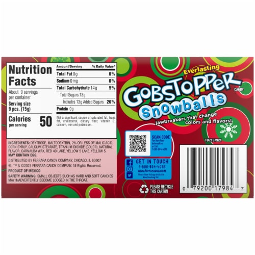 Gobstopper Holiday Snowballs Everlasting Jawbreakers Perspective: back