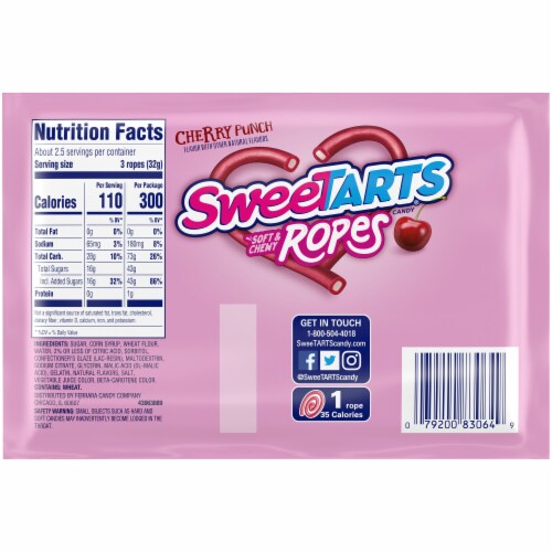 SweeTARTS Soft & Chewy Cherry Punch Ropes Candy Perspective: back