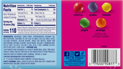 SweetTARTS® Mixed Fruit Mini Chewy Christmas Candy Perspective: back