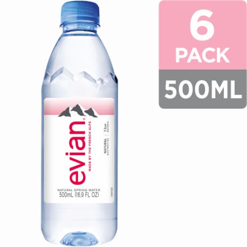 Evian Natural Spring Water Bottles Perspective: back