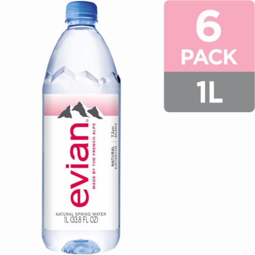 Evian Natural Spring Water Bottles Perspective: back