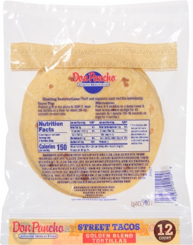 Don Pacho® Street Tacos Golden Blend Corn & Wheat Tortillas Perspective: back