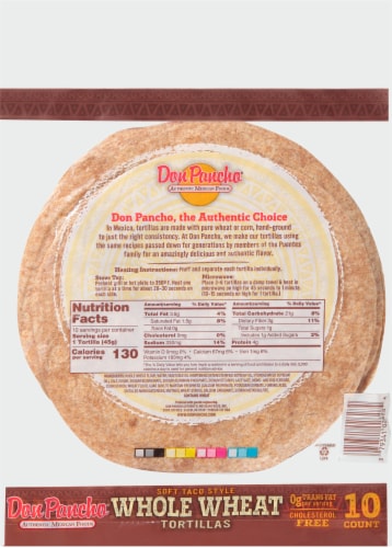 Don Pancho Whole Wheat Tortillas Perspective: back